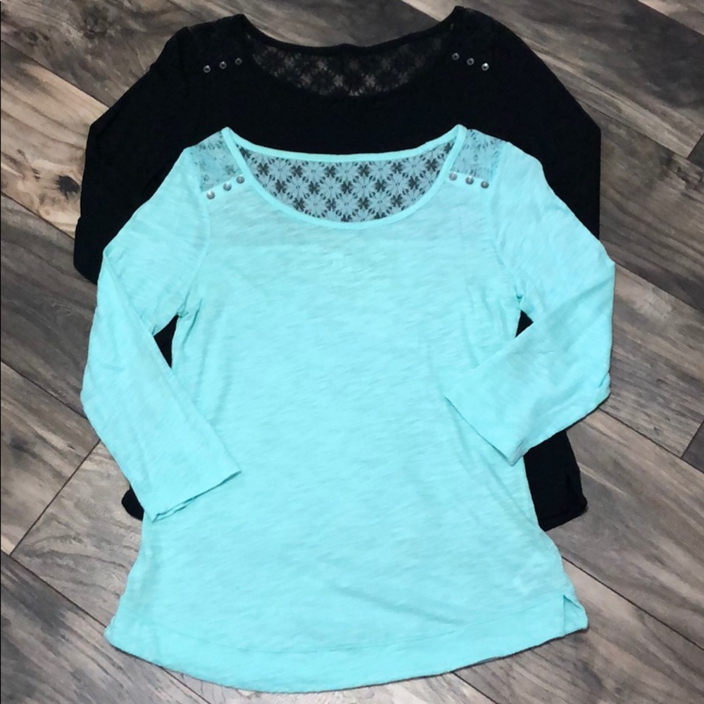 TWO Express Tees with Lace Shoulders size small